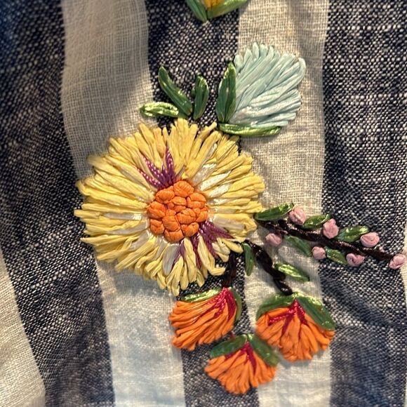 Megan Park Dress Chevron striped sleeveless embroidered maxi back zip cut out 0 - Picture 9 of 17